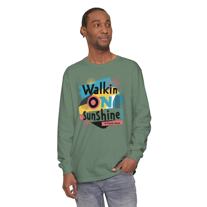 Unisex Garment-dyed Long Sleeve T-Shirt - Walking On Sunshine