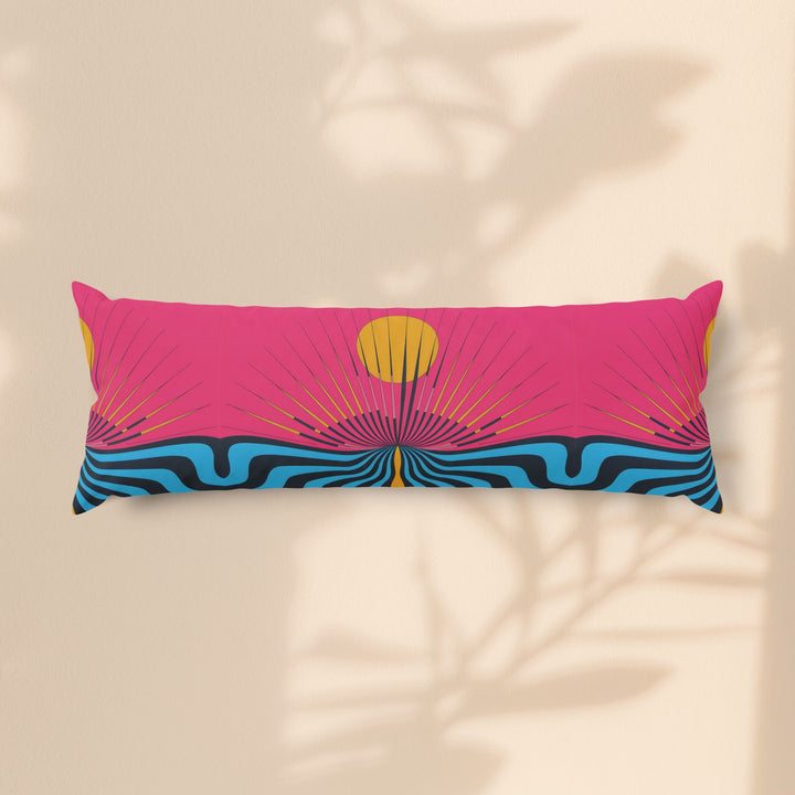 Sunrise Wave Body Pillow — Bold Pink Retro Beach Vibe