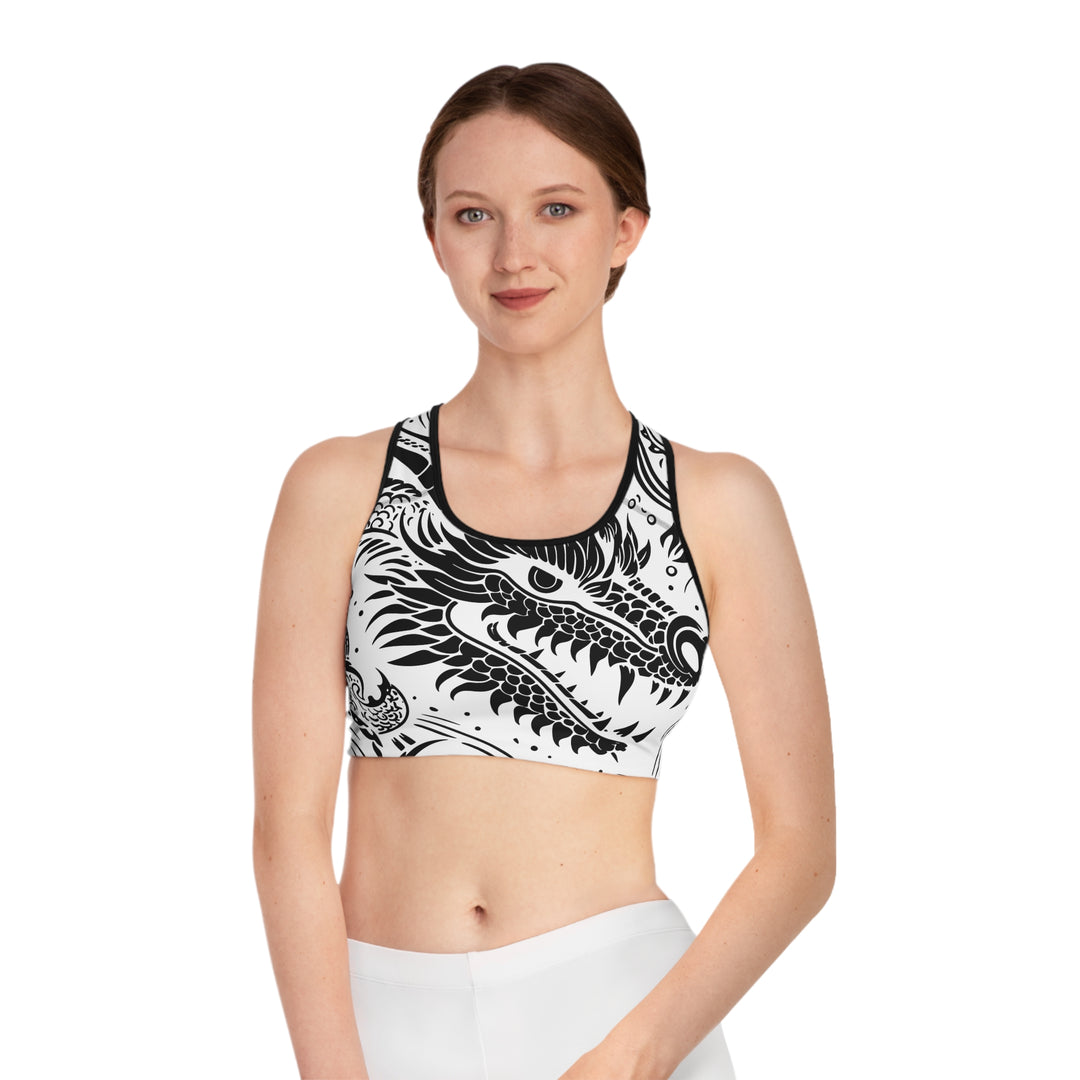 Sports Bra - Dragon Black and White