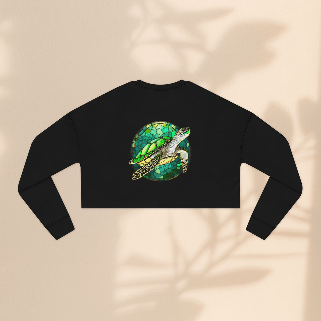 Eco-Friendly Women's Cropped Sweatshirt with Sea Turtle Design | Perfect for Nature Lovers