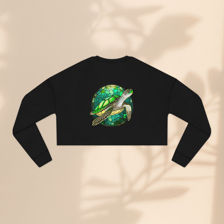 Eco-Friendly Women's Cropped Sweatshirt with Sea Turtle Design | Perfect for Nature Lovers