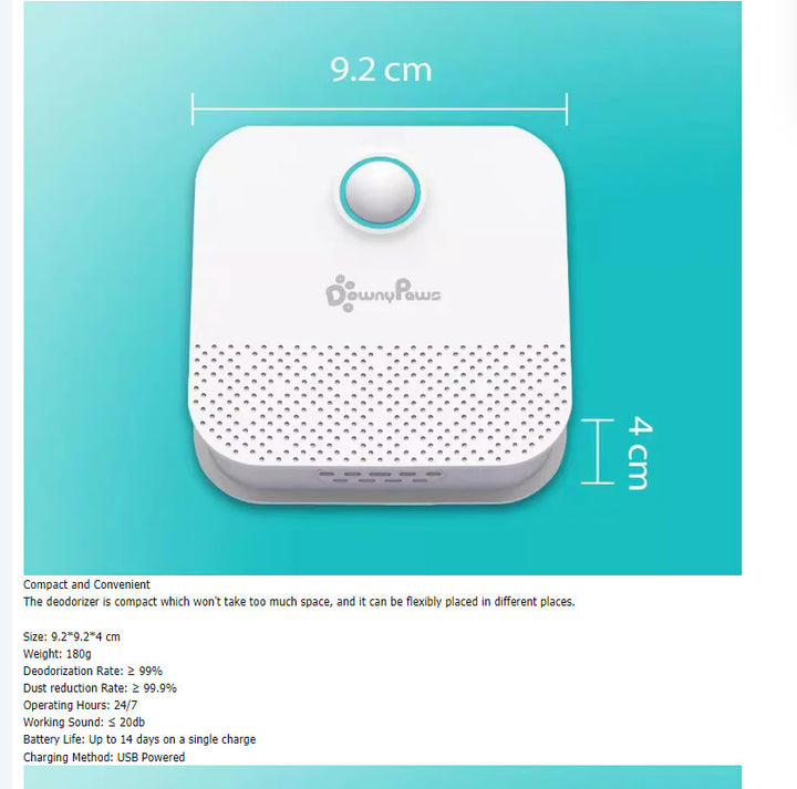 DownyPaws Smart Cat Litter Box Odor Purifier | 4000mAh