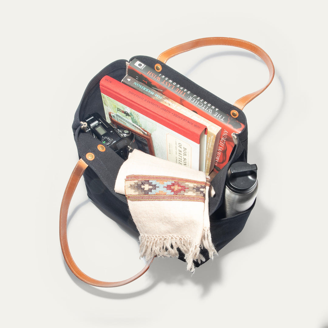 Waxed Canvas Work Tote – Water-Resistant Canvas & Leather Bag