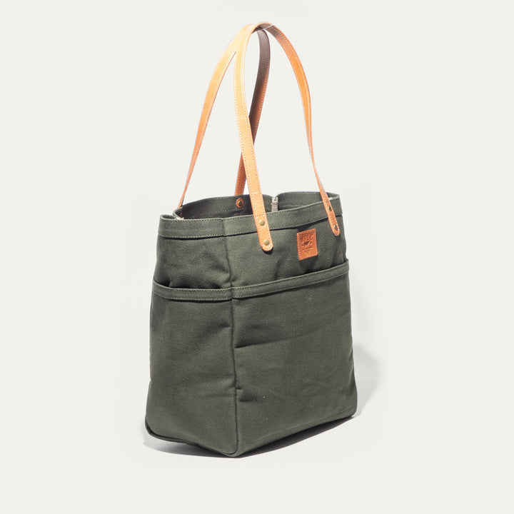 Waxed Canvas Work Tote – Water-Resistant Canvas & Leather Bag