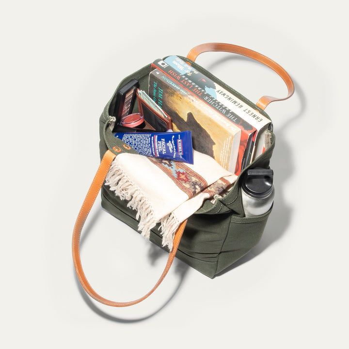 Waxed Canvas Work Tote – Water-Resistant Canvas & Leather Bag