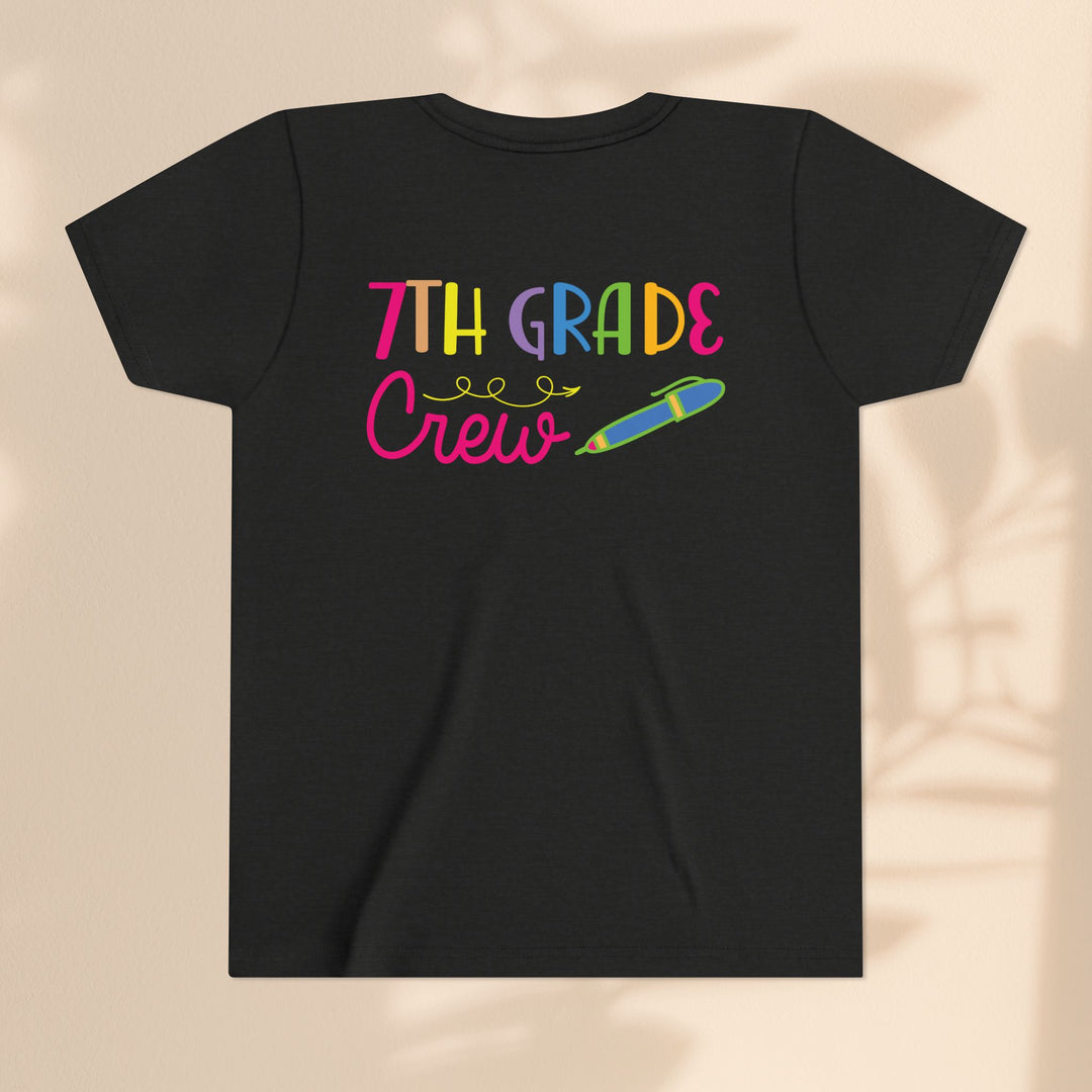 Seventh Grade Crew Tee, Fun School Spirit Shirt, Youth Fashion Top, Back to School Gift, Kids' Team Apparel, Colorful Graphic T-shirt