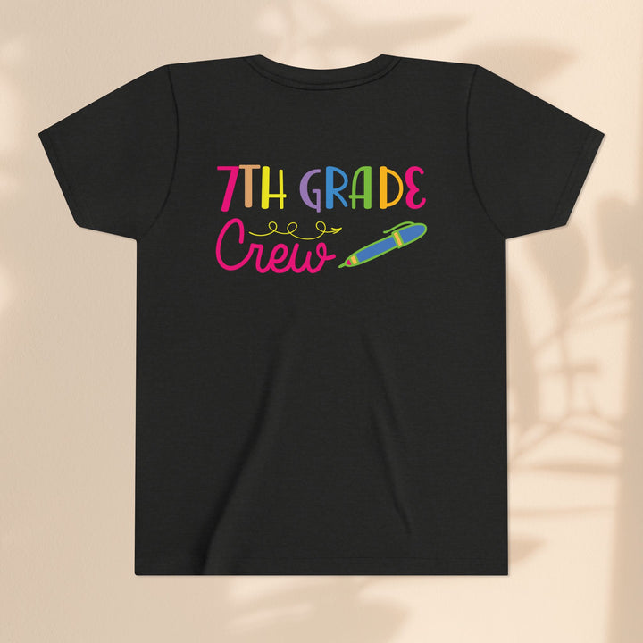 Seventh Grade Crew Tee, Fun School Spirit Shirt, Youth Fashion Top, Back to School Gift, Kids' Team Apparel, Colorful Graphic T-shirt