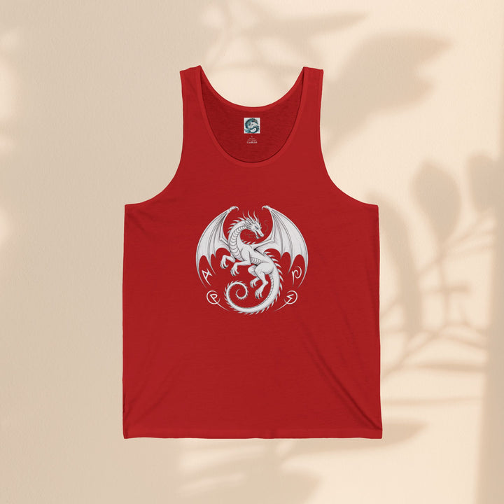 Dragon Design Unisex Jersey Tank, Cool Summer Tank Top, Gift for Fantasy Lovers, Casual Wear, Festival Outfit, Unique Graphic Gym Top