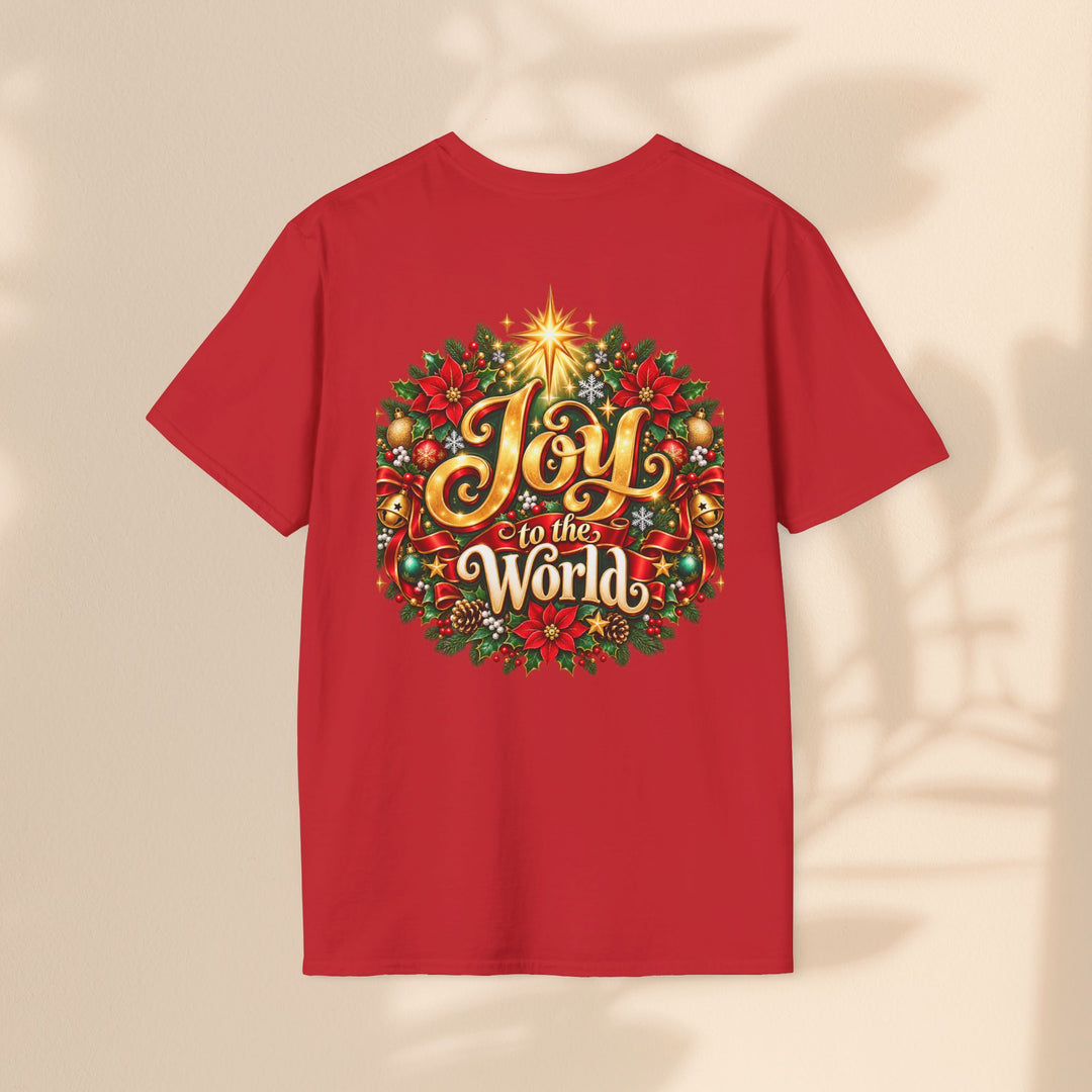 Joy to the World Christmas T-Shirt — Festive Wreath Holiday Tee