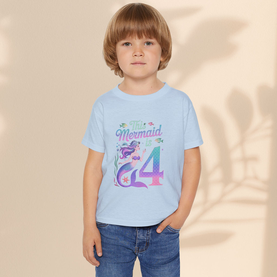 Mermaid 4th Birthday Toddler T-Shirt for Girls
