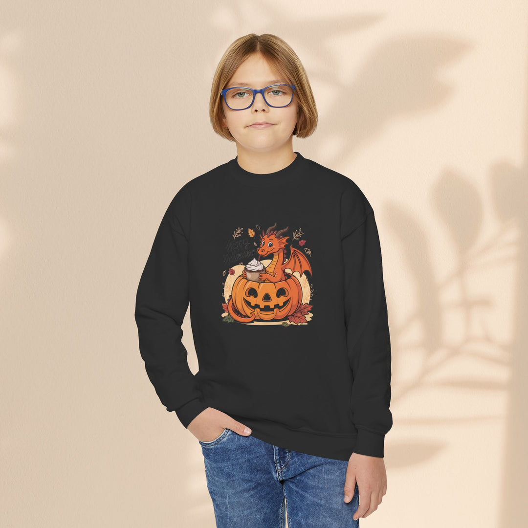 Halloween Pumpkin Dragon Youth Crewneck Sweatshirt