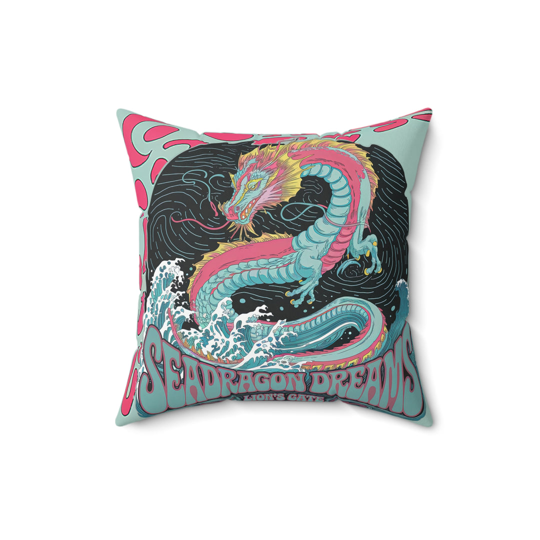 Spun Polyester Square Pillow - Sea Dragon Dreams