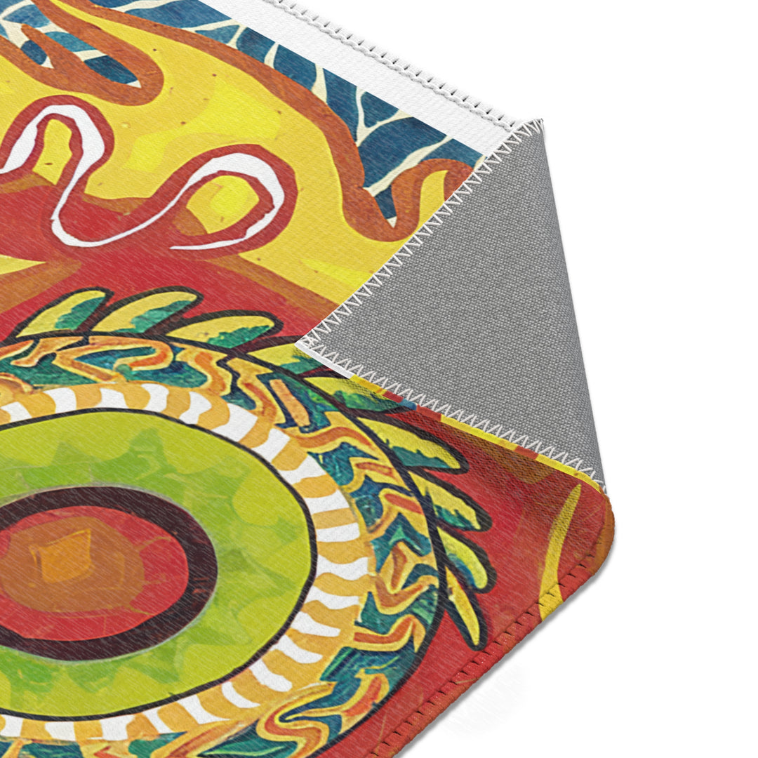 Vibrant Gold Dragon Area Rug