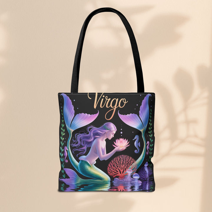 Virgo Mermaid Tote Bag, Virgo Gift, Zodiac Bag, Sea Creature Style, Ocean Lover Accessory, Birthday Present