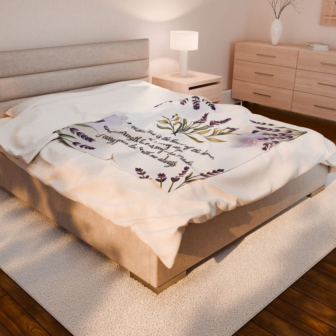 Lavender Floral Plush Blanket – "A Mother’s Love"