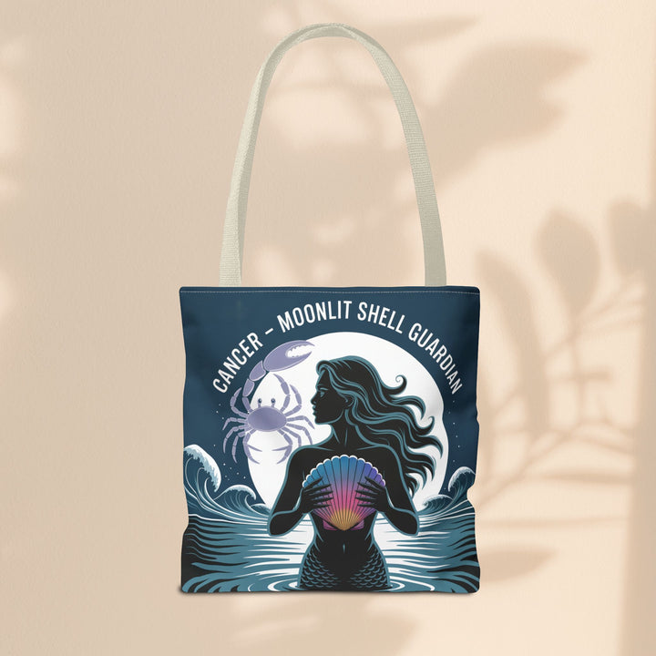 Zodiac Cancer Tote, Astrology-Inspired Tote Bag, Zodiac Gift, Cancer Moonlit Shell Guardian, Eco-Friendly Bag, Gift for Her