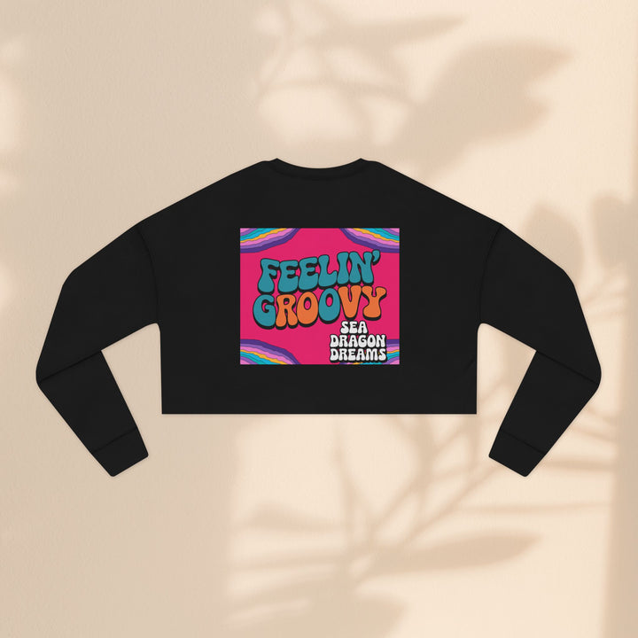 Retro 'Feelin' Groovy' Cropped Sweatshirt for Women - Perfect for Festivals and Chill Vibes
