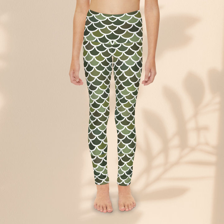 Youth Full-Length Leggings (AOP) - Green Mer Scales