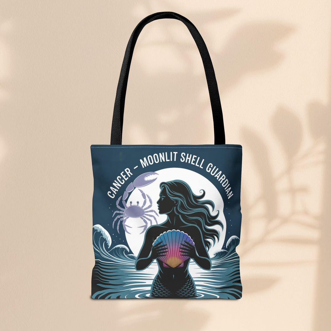 Zodiac Cancer Tote, Astrology-Inspired Tote Bag, Zodiac Gift, Cancer Moonlit Shell Guardian, Eco-Friendly Bag, Gift for Her