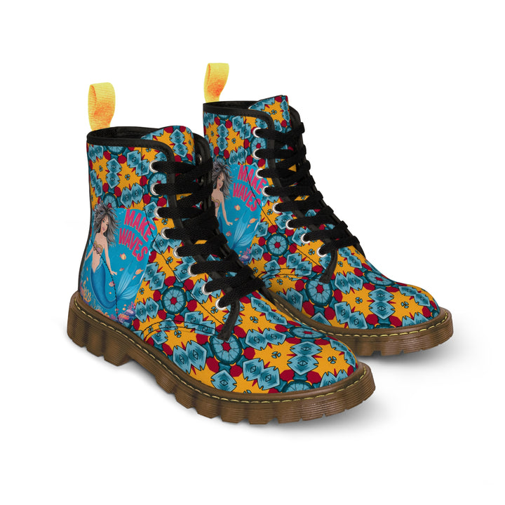 Women's Canvas Boots - Make Mermaid Waves