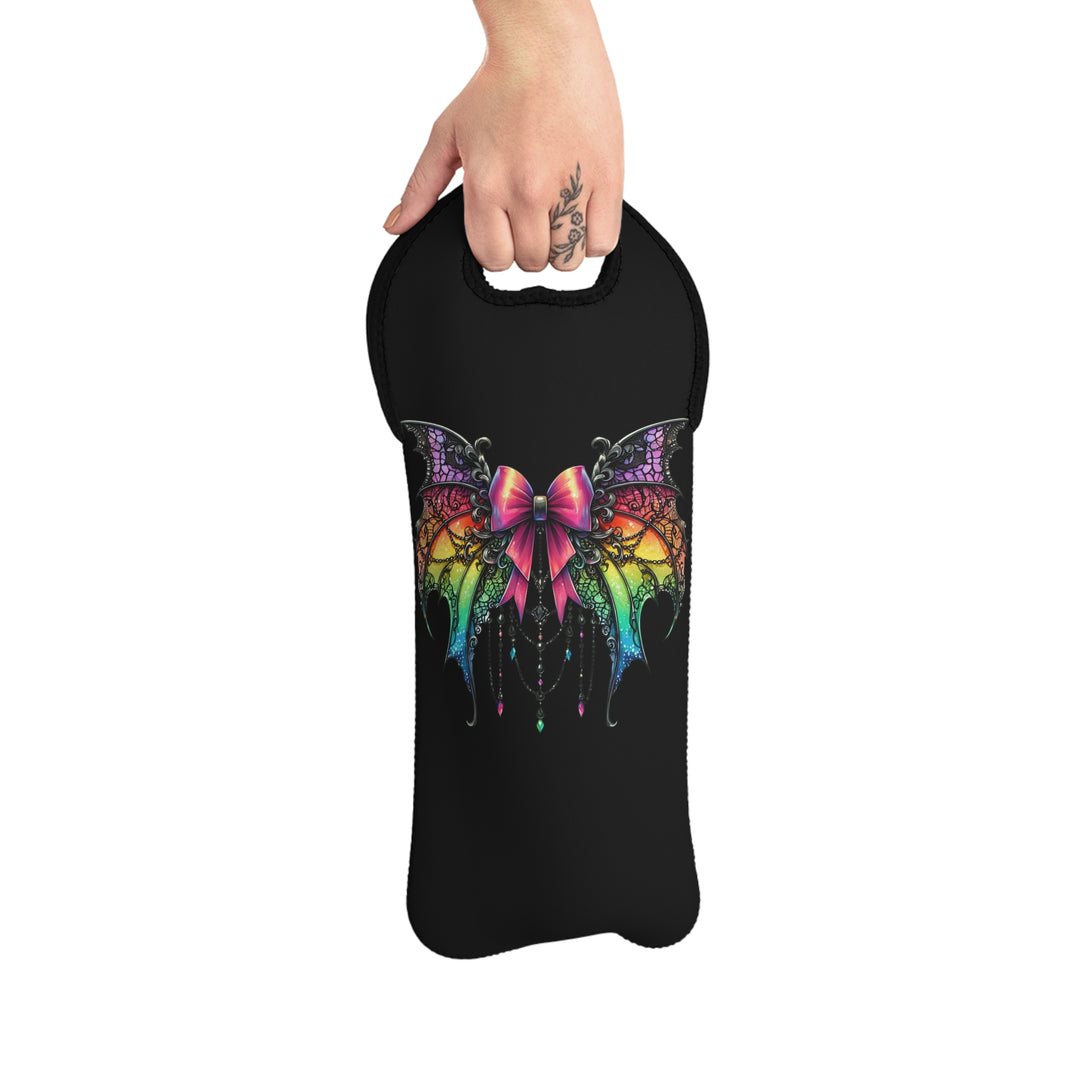 Gothic Butterfly Wine Tote Bag – Reusable Drink Holder & Gift for Wine Lovers