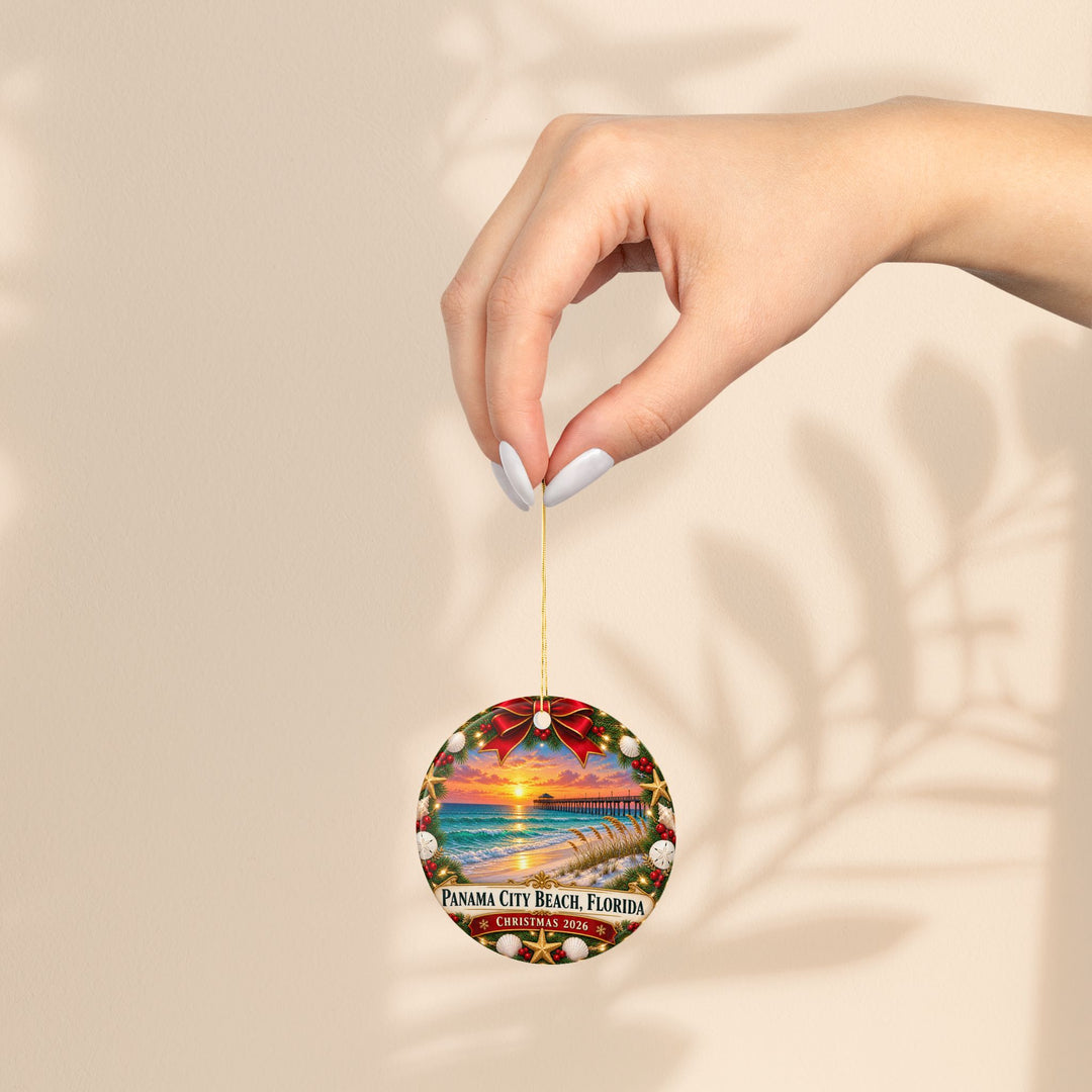 Panama City Beach Christmas 2026 Double-Sided Ceramic Ornament