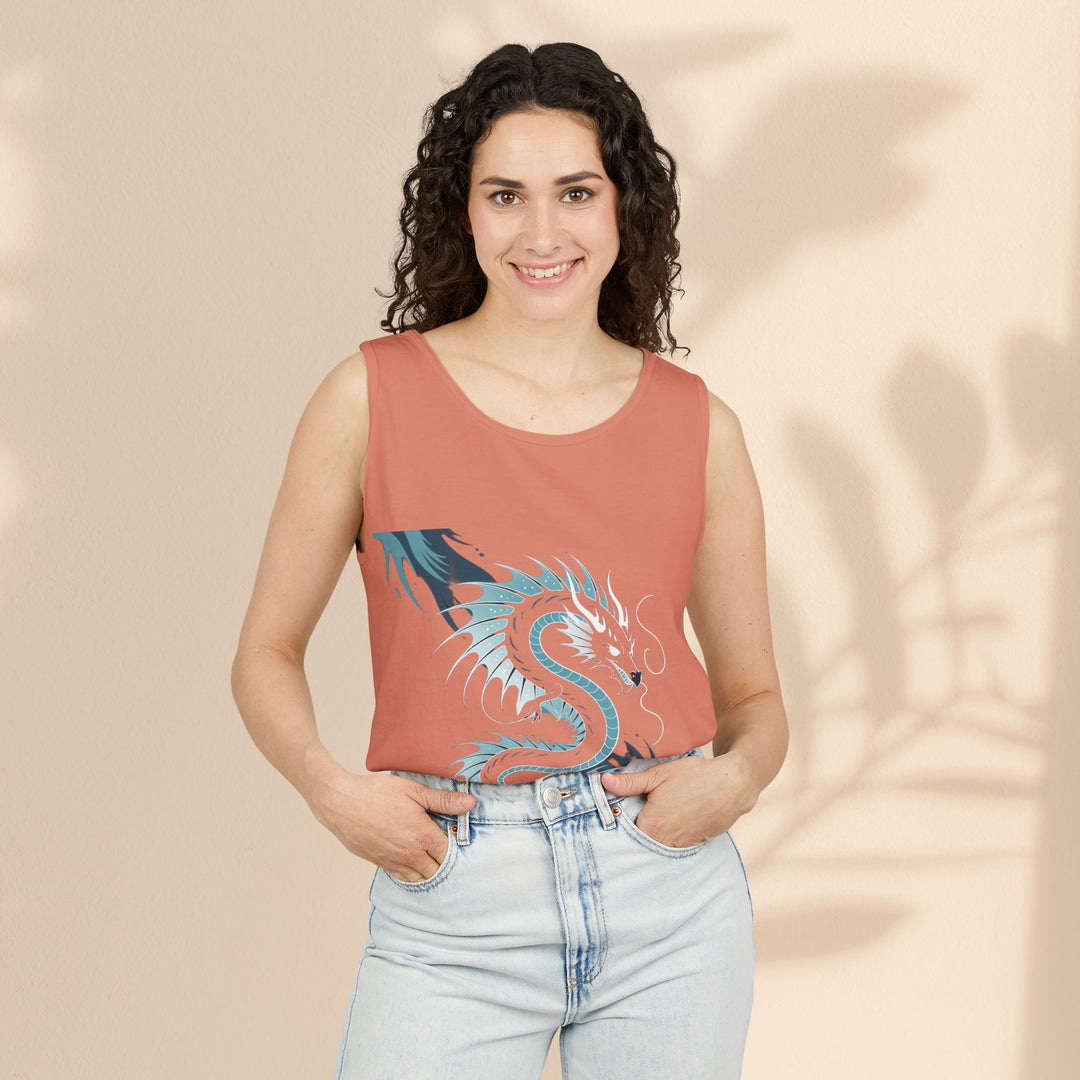 Dragon Art Unisex Tank Top - Stylish Summer Wear, Festival Apparel, Gift for Art Lovers, Beach Outfits, Cool Graphic Shirt