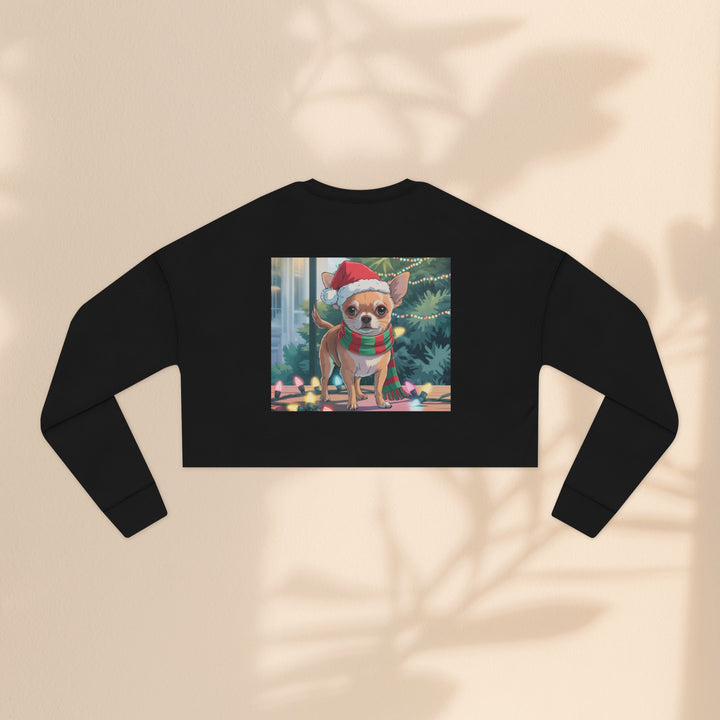Festive Chihuahua Cropped Sweatshirt, Holiday Sweatshirt