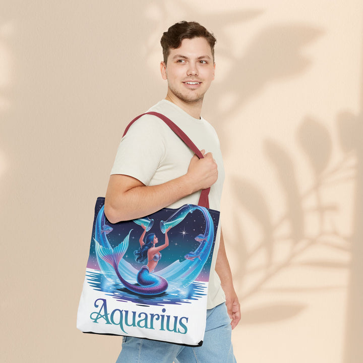 Aquarius Mermaid Tote Bag, Zodiac Gift, Astrology Tote, Women’s Bag, Beach Accessory, Stylish Carryall
