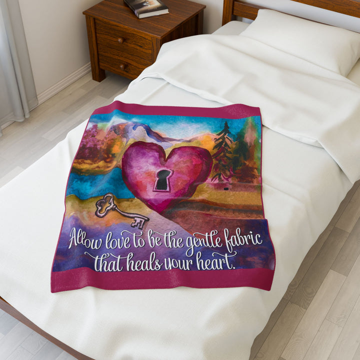 Inspirational Velveteen Plush Blanket - "Allow Love to Heal Your Heart"