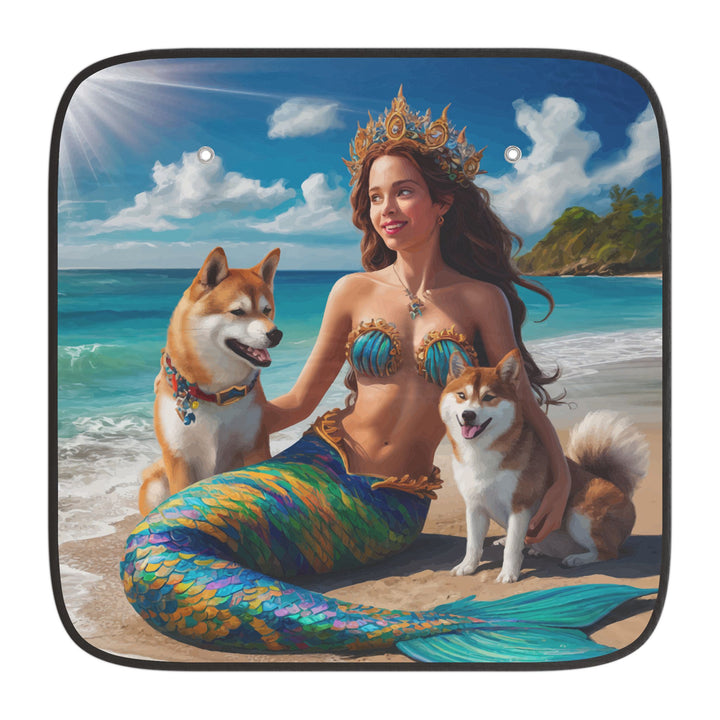 Sun Shades - Mermaid with Shiba Inu Dogs Car Sun Shade