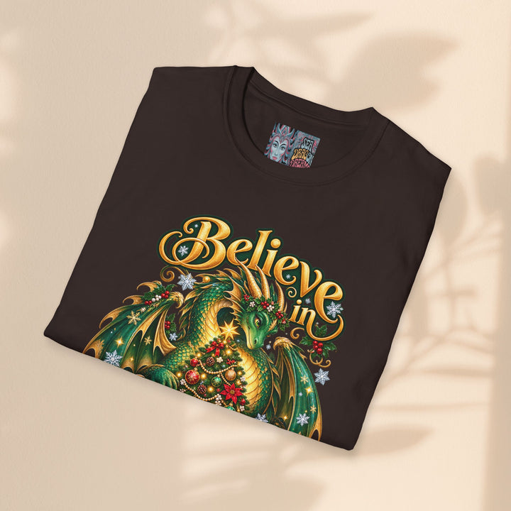 Believe in Christmas Magic T-Shirt – Festive Dragon Holiday Tee