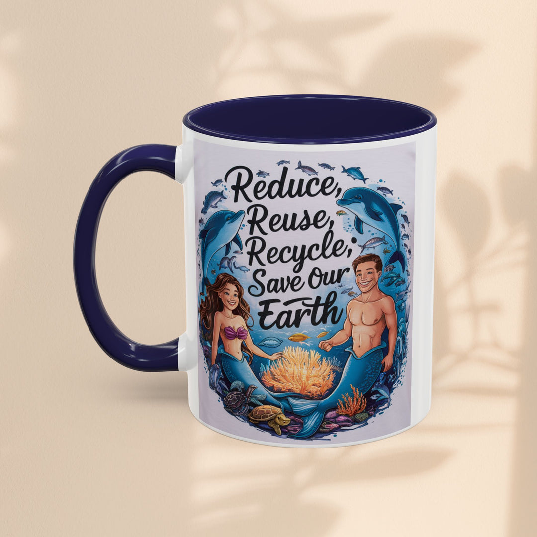 Accent Coffee Mug (11, 15oz) - Reduce, Reuse, Recycle