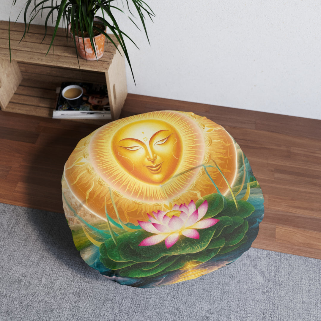 Lotus Sun - Tufted Floor Pillow, Round