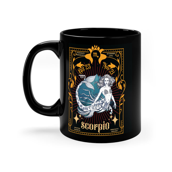 Black Coffee Mug, 11oz - Mermaid Scorpio