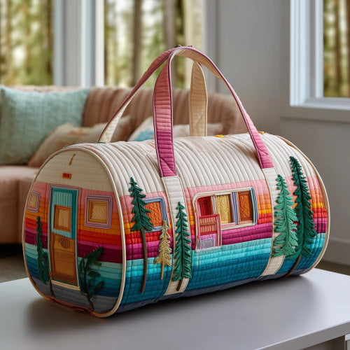 Quilted Embroidered Weekender Tote and Fitness Bag