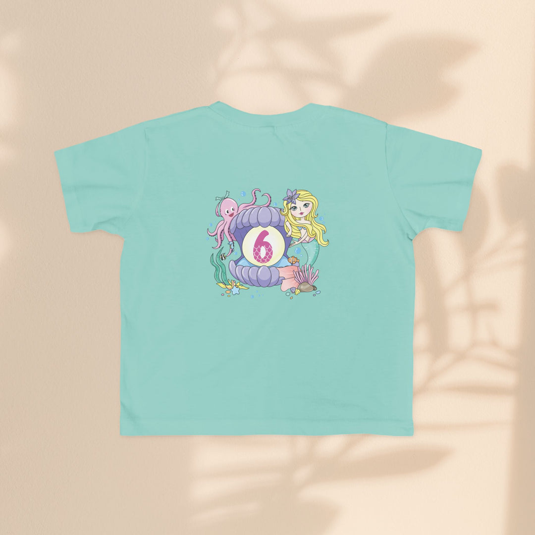 Age 6 Toddler Tee with Mermaid & Octopus Design - Birthday Celebration, Gifts for Ages 6
