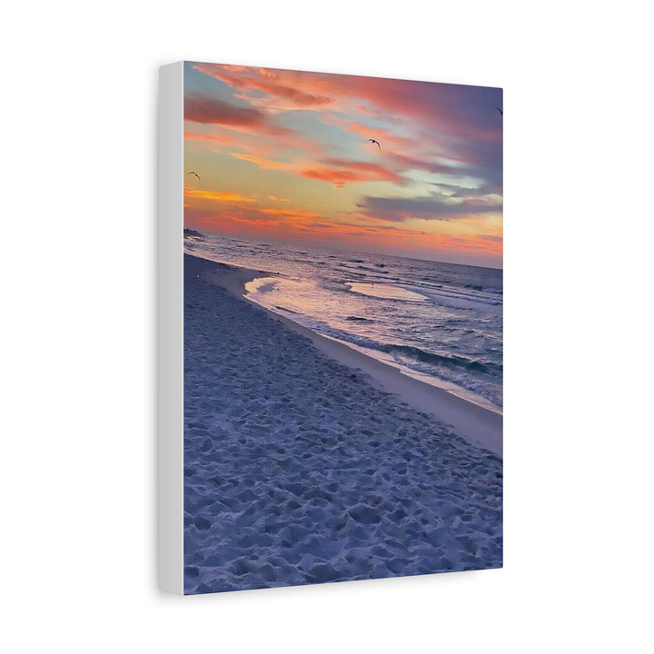 Sunset Beach Matte Stretched Canvas Print