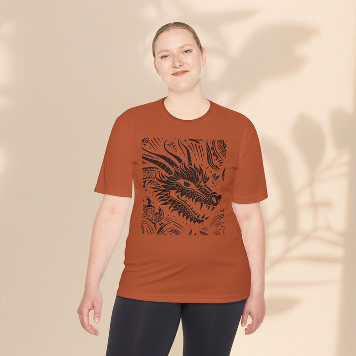 Unisex Moisture Wicking Tee - Dragon Black and White