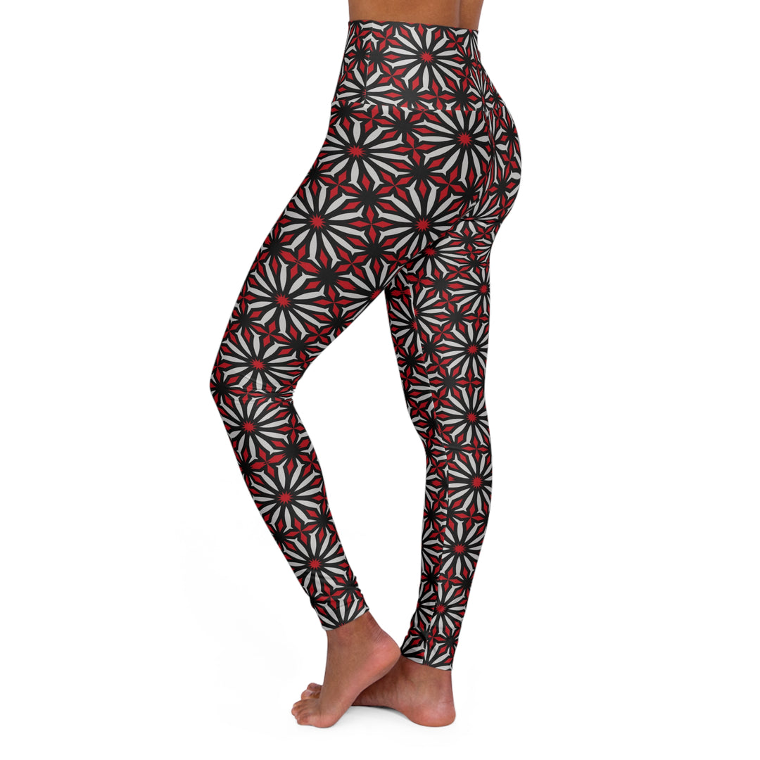 High Waisted Yoga Leggings - Geometric Elegance