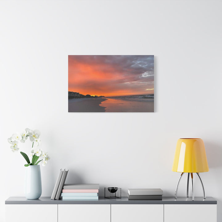 Sunset Beach Satin Stretched Canvas Wall Art