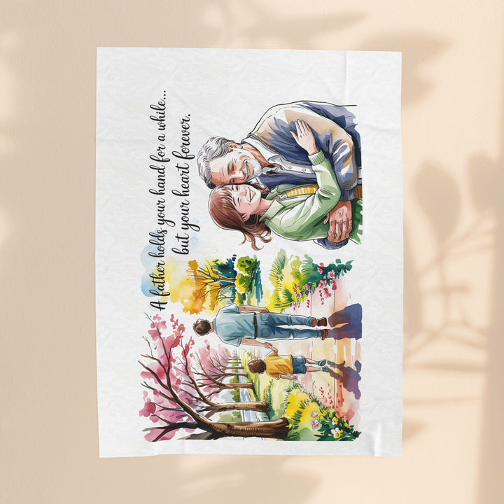 Emotional Velveteen Plush Blanket - 'Father Holds Your Hand...' Cozy Throw for Family Love