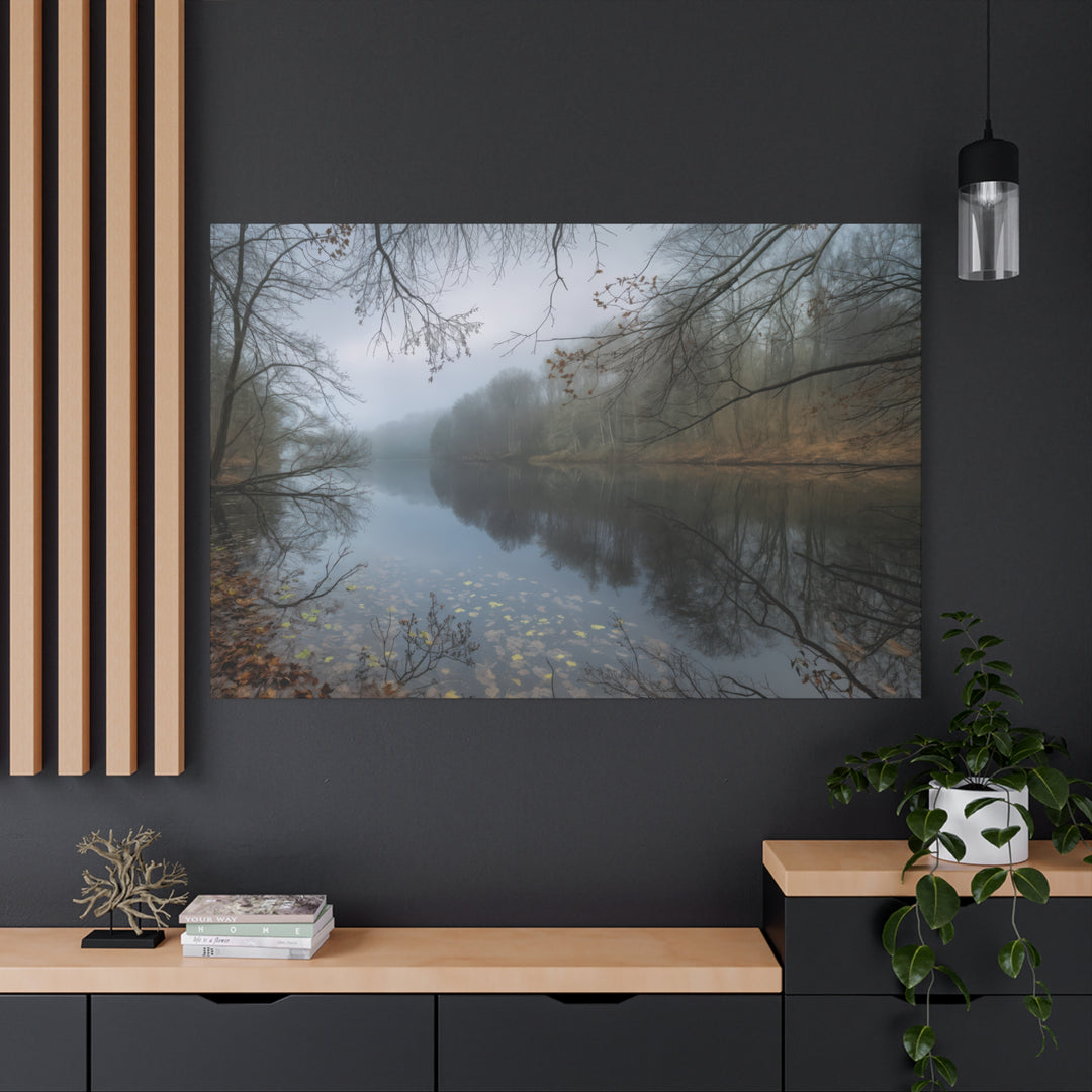Foggy River Landscape Canvas Print – Nature Wall Art