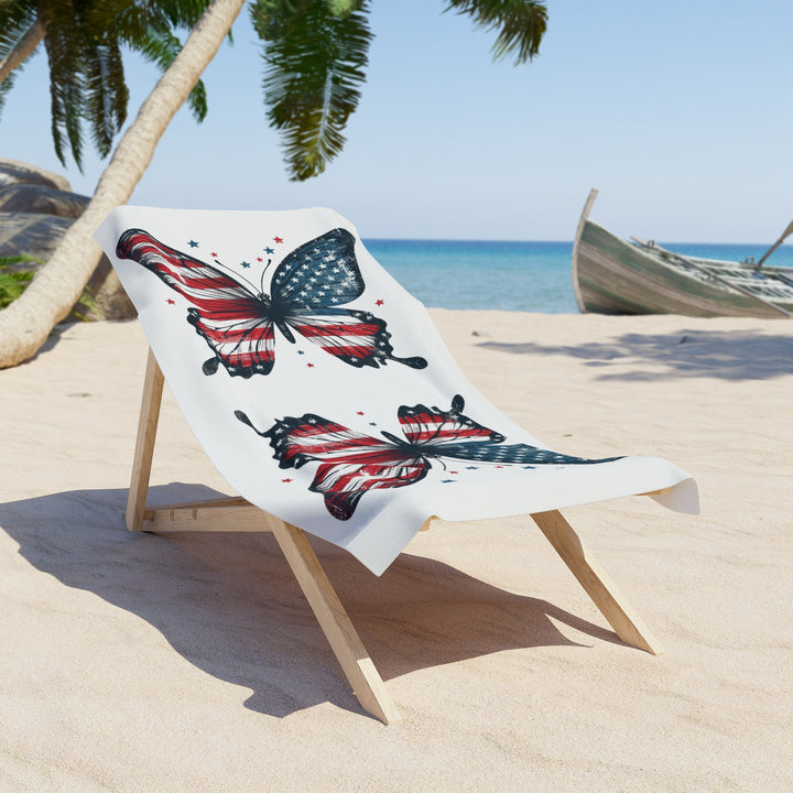 Patriotic Butterfly Beach Towel | Summer Fun, 4th of July, Outdoor Picnic, Poolside Essential, Travel Adventure