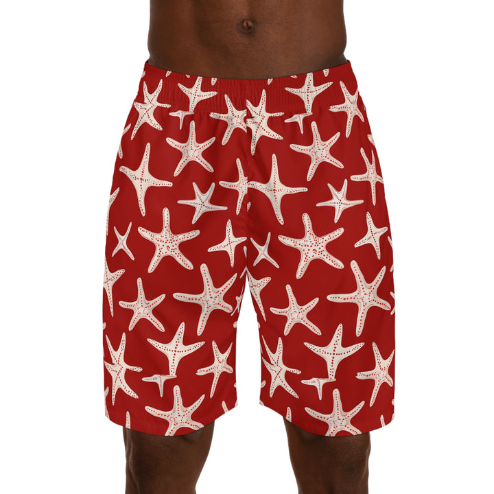 Men's Jogger Shorts - Red Stars