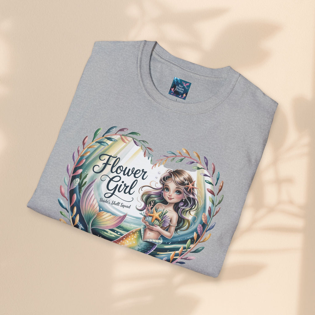 Flower Girl T-Shirt, Cute Flower Girl Apparel, Wedding Gift, Kids Birthday, Girly T-Shirt, Mermaid Design, Special Occasion