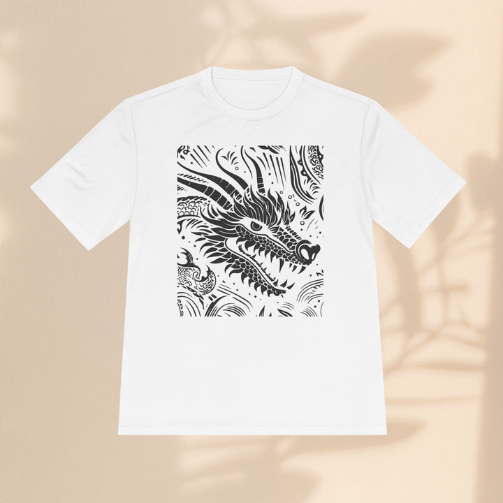 Unisex Moisture Wicking Tee - Dragon Black and White