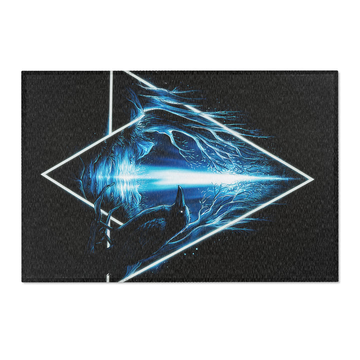 Mystical Wolf Area Rug, Modern Boho Floor Decor