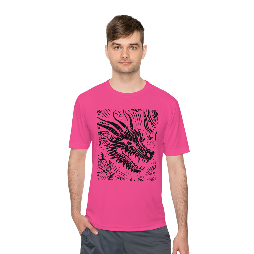 Unisex Moisture Wicking Tee - Dragon Black and White