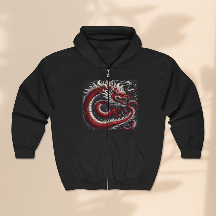 Unisex Heavy Blend™ Full Zip Hooded Sweatshirt - Chinese Red Dragon